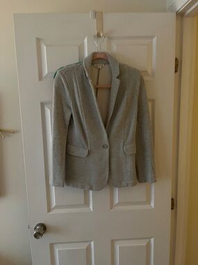 Whistles Light Gray Velvet Single-Button Blazer